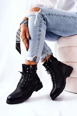 Damskie Evento Botki Ocieplane Z Suwakiem Czarne Mirthbrow