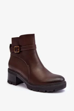 Boto Brązowe I Beżowe Botki|Botki Na Obcasie*Botki Skórzane Na Niskim Obcasie Ciemnobrązowe Irinaela