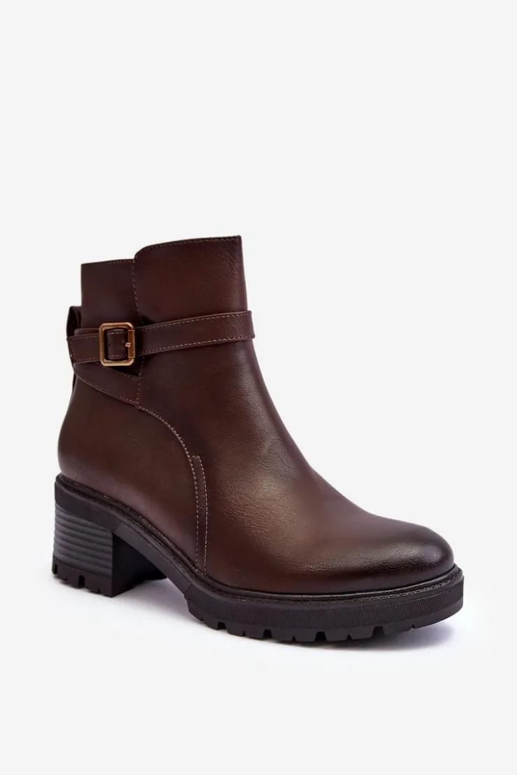 Boto Brązowe I Beżowe Botki|Botki Na Obcasie*Botki Skórzane Na Niskim Obcasie Ciemnobrązowe Irinaela