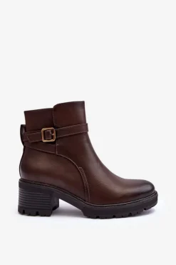 Boto Brązowe I Beżowe Botki|Botki Na Obcasie*Botki Skórzane Na Niskim Obcasie Ciemnobrązowe Irinaela