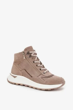 Zazoo Buty Sportowe Na Platformie|Sneakersy Damskie*Botki Sportowe Damskie Na Platformie Z Naturalnego Zamszu Z1239 Beżowe Beżowy