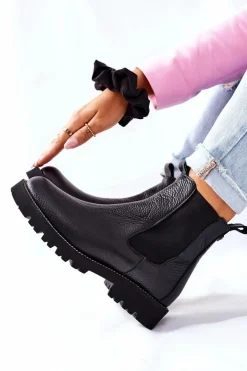 Boto Botki Skórzane|Czarne Botki*Botki Sztyblety Czarne Nicole 2672