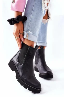 Boto Botki Skórzane|Czarne Botki*Botki Sztyblety Czarne Nicole 2672