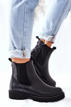 Boto Botki Skórzane|Czarne Botki*Botki Sztyblety Czarne Nicole 2672
