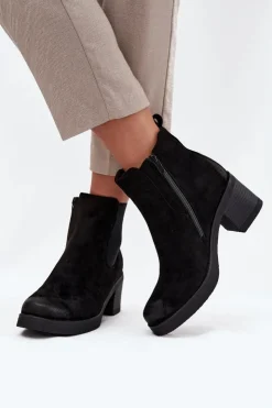 Best Boto Botki Sztyblety Damskie Na Obcasie Ocieplane Czarne Zelia Czarny