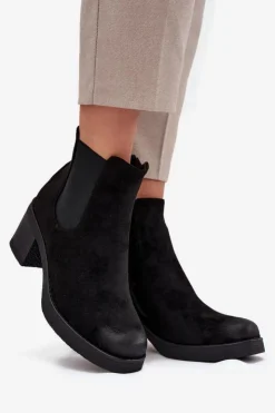 Best Boto Botki Sztyblety Damskie Na Obcasie Ocieplane Czarne Zelia Czarny