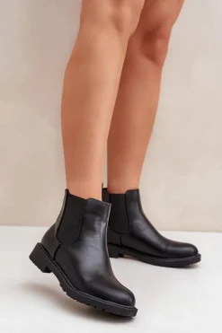 Boto Botki Ocieplane|Brązowe I Beżowe Botki*Botki Sztyblety Damskie Na Płaskim Obcasie Czarne Selanna