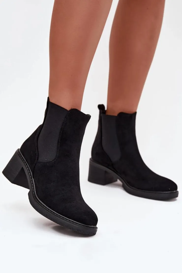 Boto Botki Ocieplane|Czarne Botki*Botki Sztyblety Damskie Na Klocku Czarne Luvina