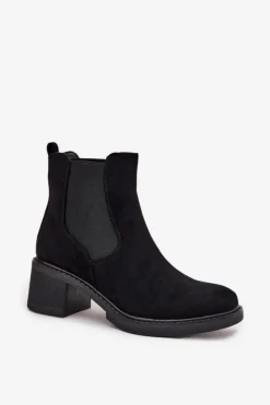 Boto Botki Ocieplane|Czarne Botki*Botki Sztyblety Damskie Na Klocku Czarne Luvina