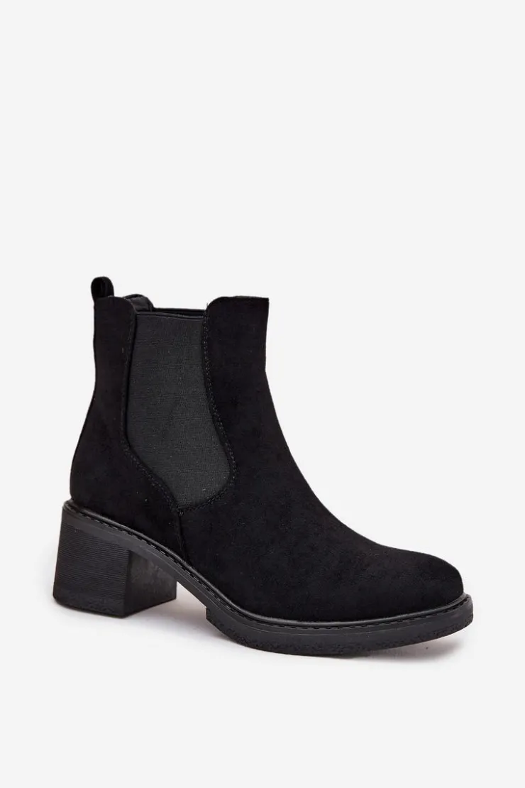 Boto Botki Ocieplane|Czarne Botki*Botki Sztyblety Damskie Na Klocku Czarne Luvina