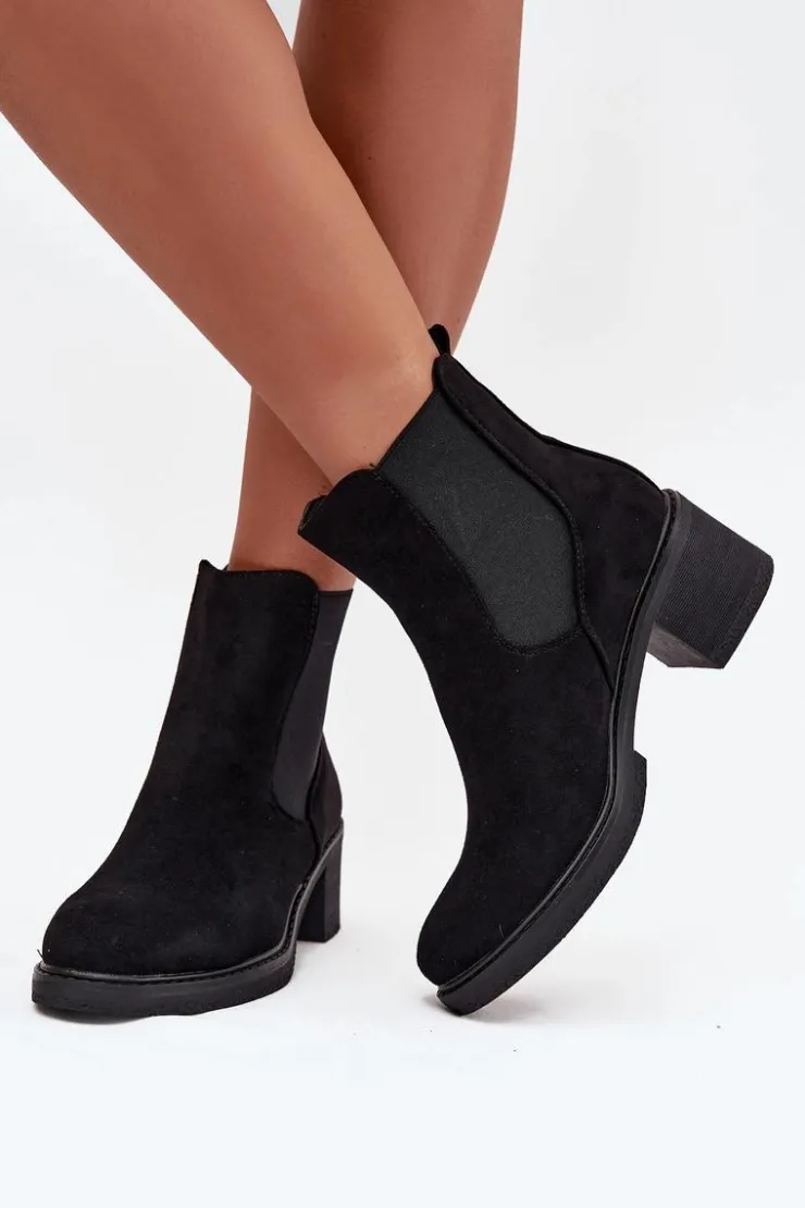 Boto Botki Ocieplane|Czarne Botki*Botki Sztyblety Damskie Na Klocku Czarne Luvina