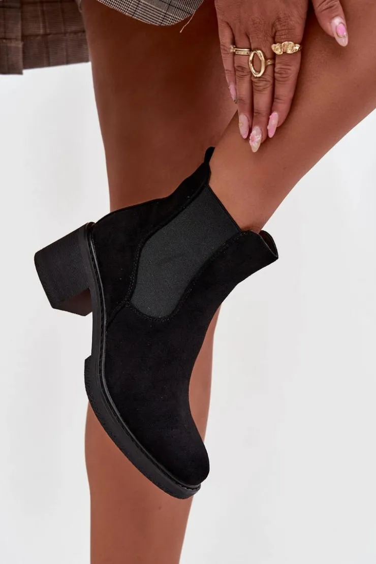 Boto Botki Ocieplane|Czarne Botki*Botki Sztyblety Damskie Na Klocku Czarne Luvina