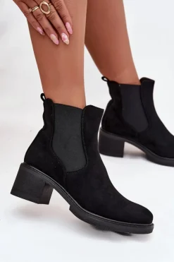 Boto Botki Ocieplane|Czarne Botki*Botki Sztyblety Damskie Na Klocku Czarne Luvina