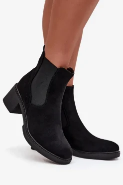 Boto Botki Ocieplane|Czarne Botki*Botki Sztyblety Damskie Na Klocku Czarne Luvina