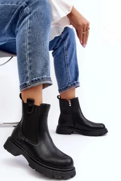 Best Boto Botki Sztyblety Damskie Na Zamek Czarne Ramhel