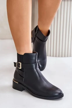 Boto Botki Ocieplane|Botki Na Słupku*Botki Sztyblety Damskie Na Niskim Obcasie Ocieplane Czarne Zinlora