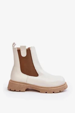 Sale Boto Botki Sztyblety Damskie Na Zamek Białe Ramhel Biały