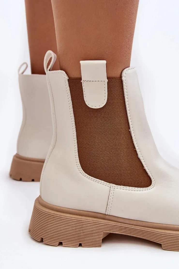 Sale Boto Botki Sztyblety Damskie Na Zamek Białe Ramhel Biały