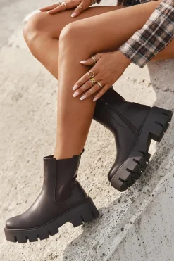 Boto Botki Ocieplane|Botki Płaskie*Botki Sztyblety Damskie Ocieplane Na Zamek Eko Skórzane Ciemnobrązowe Fivienne