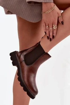 Damskie Boto Botki Sztyblety Damskie Ocieplane Na Zamek Brązowe Rivelia