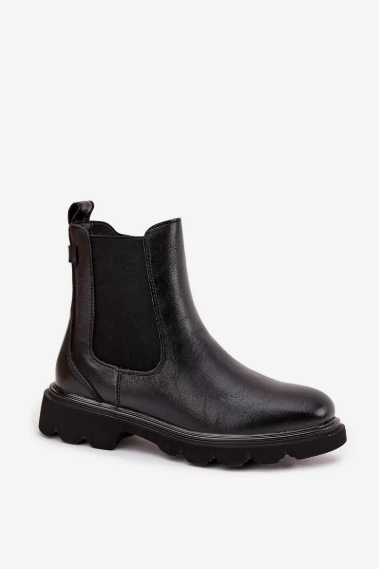 Outlet Boto Botki Sztyblety Damskie Ocieplane Na Zamek Czarne Rivelia Czarny