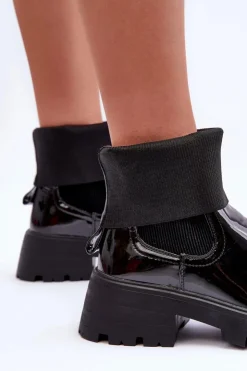 Online Boto Botki Sztyblety Lakierowane Damskie Czarne Pavo Czarny