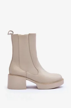 Boto Brązowe I Beżowe Botki|Botki Na Obcasie*Botki Sztyblety Na Masywnym Obcasie Beżowe Ironna