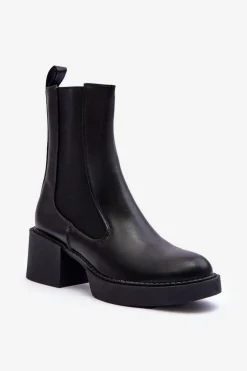 Boto Czarne Botki|Brązowe I Beżowe Botki*Botki Sztyblety Na Masywnym Obcasie Czarne Ironna