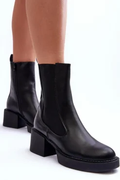 Boto Czarne Botki|Brązowe I Beżowe Botki*Botki Sztyblety Na Masywnym Obcasie Czarne Ironna