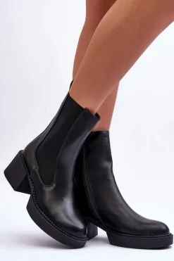 Boto Czarne Botki|Brązowe I Beżowe Botki*Botki Sztyblety Na Masywnym Obcasie Czarne Ironna