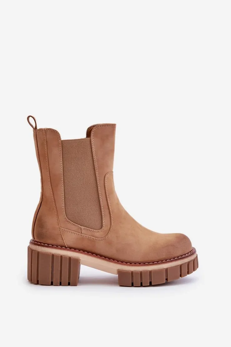 Sale Boto Botki Sztyblety Na Zamek Ocieplane Camel Linneviae