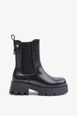 Boto Czarne Botki|Botki Płaskie*Botki Sztyblety Na Zamek Eko Skórzane Czarne Ninnet