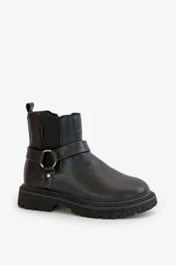 Damskie Big Star Shoes Botki Sztyblety Ocieplane Na Zamek Big Star OO274A128 Czarne