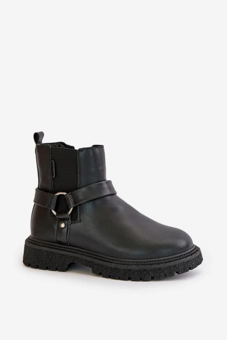 Damskie Big Star Shoes Botki Sztyblety Ocieplane Na Zamek Big Star OO274A128 Czarne