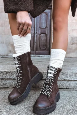 Boto Botki Ocieplane|Damskie Trapery*Botki Trapery Damskie Z Eko Skóry Czekoladowe Bellora Brązowy