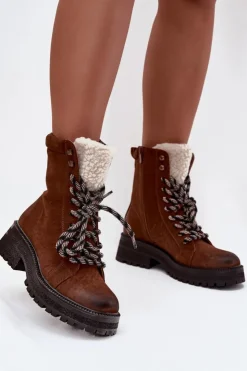 Damskie Boto Botki Trapery Damskie Z Eko Skóry Camel Bellora