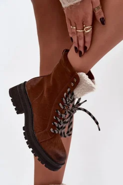 Damskie Boto Botki Trapery Damskie Z Eko Skóry Camel Bellora