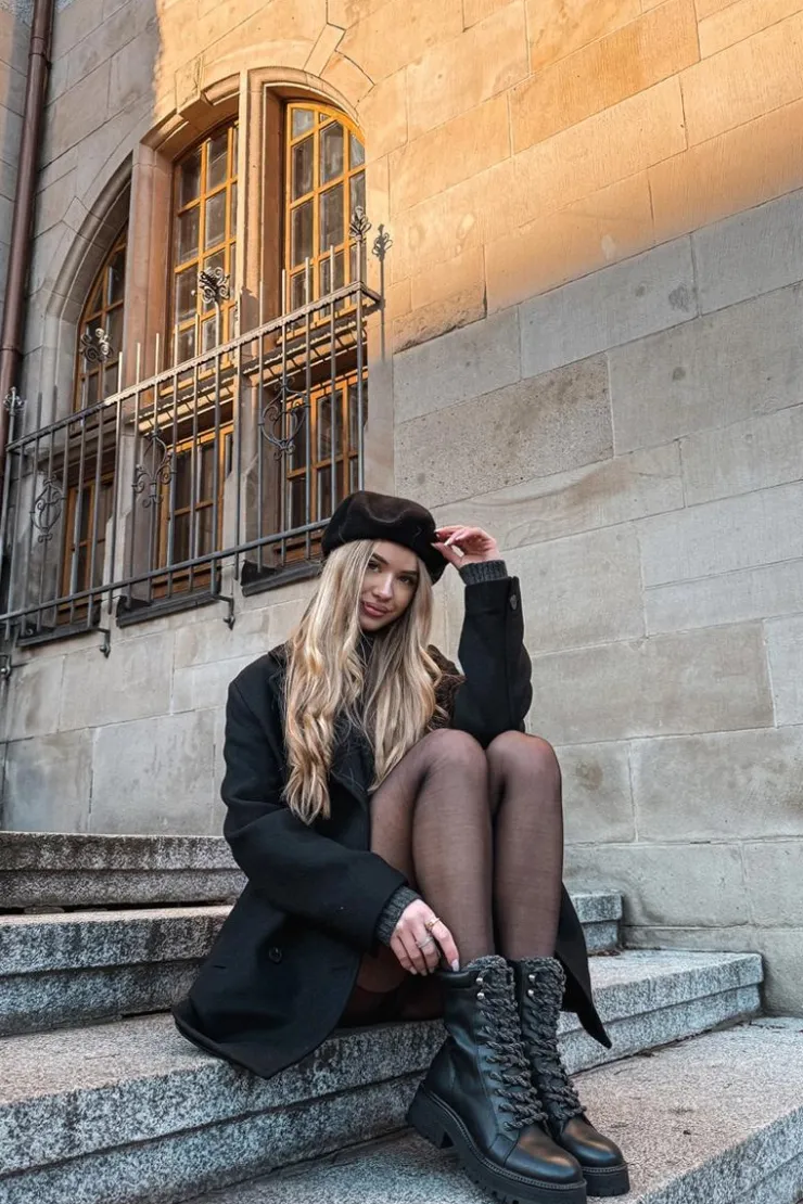 New Boto Botki Trapery Damskie Z Eko Skóry Czarne Bellora Czarny