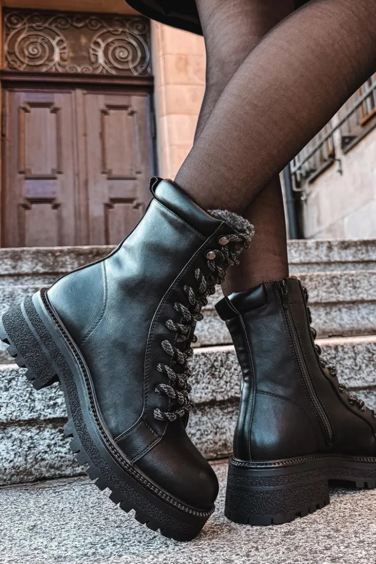 New Boto Botki Trapery Damskie Z Eko Skóry Czarne Bellora Czarny