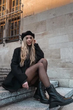 New Boto Botki Trapery Damskie Z Eko Skóry Czarne Bellora Czarny