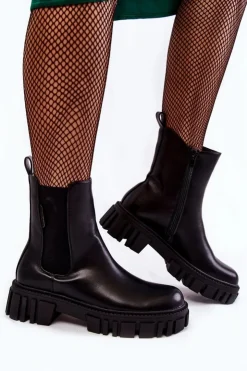 Damskie Cross Jeans Botki Workery KK2R4069C Czarne