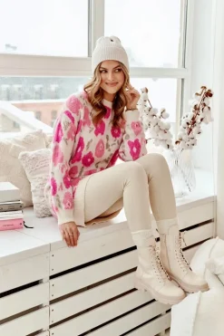 Damskie Boto Botki Workery Damskie Ekoskóra Jasnobeżowe Irande