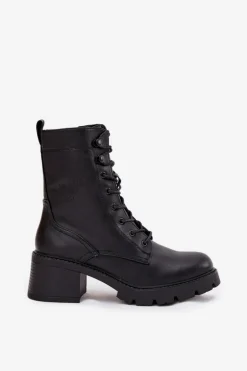 New Buty damskie Vinceza Botki Workery Damskie Na Klocku Ocieplane Vinceza 89136 Czarne Czarny