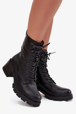 New Buty damskie Vinceza Botki Workery Damskie Na Klocku Ocieplane Vinceza 89136 Czarne Czarny