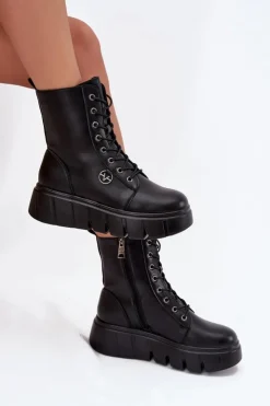 Buty damskie Vinceza Botki Ocieplane|Botki Na Koturnie*Botki Workery Damskie Na Platformie Ocieplane Vinceza 58588 Czarne Czarny