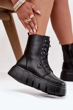 Buty damskie Vinceza Botki Ocieplane|Botki Na Koturnie*Botki Workery Damskie Na Platformie Ocieplane Vinceza 58588 Czarne Czarny