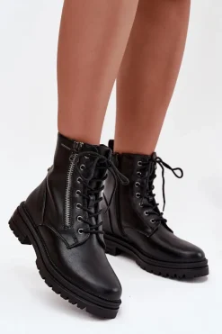 Boto Botki Ocieplane|Botki Sznurowane*Botki Workery Damskie Ocieplane Czarne Ivonelle