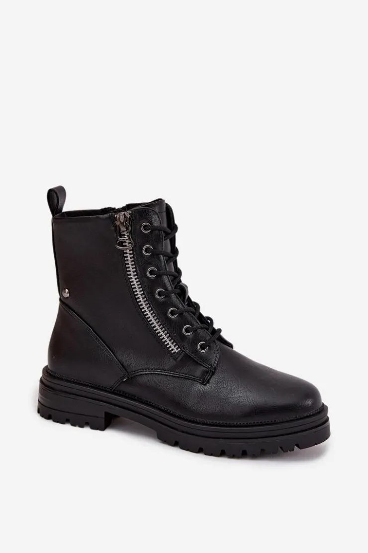 Boto Botki Ocieplane|Botki Sznurowane*Botki Workery Damskie Ocieplane Czarne Ivonelle