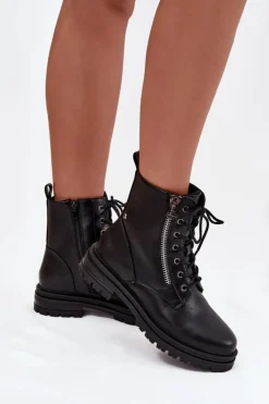 Boto Botki Ocieplane|Botki Sznurowane*Botki Workery Damskie Ocieplane Czarne Ivonelle