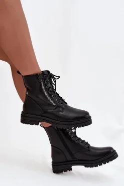 Boto Botki Ocieplane|Botki Sznurowane*Botki Workery Damskie Ocieplane Czarne Ivonelle